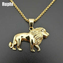 Hiphop Gold Steel Lion Pendant New Fashion Stainless steel animal jewelry necklace 2024 - buy cheap