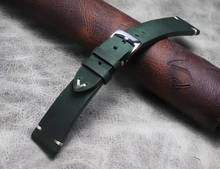Pulseira de couro legítimo crazy horse, 20mm, 22mm21mm, bracelete de liberação rápida, feita à mão, verde, casual 2024 - compre barato