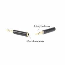 10 flash estéreo banhado a ouro 3 polos 3.5mm macho para 4 polos 3.5mm fêmea adaptador de áudio 2024 - compre barato