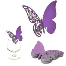 50 Pcs/Lot Butterfly Party Cards Table Mark Wine Glass Name Place Card Birthday Wedding Event Party Bar Decorations Party gift 2024 - buy cheap