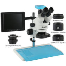 7X-45X Zoom Trinocular Simul Focal Stereo Microscope 1080P HDMI USB VGA Digital Industrial Camera 8"LCD Monitor 144 LED Light 2024 - buy cheap