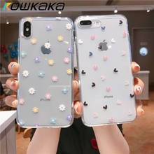 Cute Clear Cartoon Flower Phone Case For iPhone 13 11 Pro Max 12 Mini X XR XS Max SE 2020 6s 7 8 Plus Soft Love Heart Back Cover 2024 - купить недорого