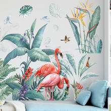 Pegatinas de pared con diseño de pájaros y flamencos para el hogar, calcomanías artísticas para murales, decoración de sala de estar y dormitorio de niños, bricolaje 2024 - compra barato