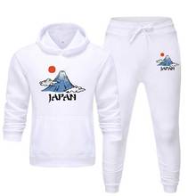 Conjuntos de moletom para homens japonês suporte com capuz malha quente, pulôver e calça roupas esportivas agasalho de frio 2024 - compre barato