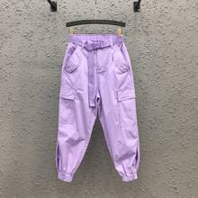 Women Cargo Pants Spring Summer High Waist Ankle-length Jeans Purple,White,Camouflage,Green,Black,Orange,Pink,Army Green Casual 2024 - buy cheap