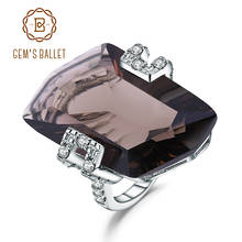 Женское кольцо для коктейлей GEM'S BALLET, Винтажное кольцо из стерлингового серебра 925 пробы с натуральным дымчатым кварцем, ювелирные украшения из драгоценных камней 2022 - купить недорого