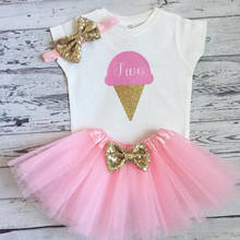 Ice Cream Birthday Party Outfit Pink and Gold 2nd Birthday Ice Cream Shirt, Custom  Birthday outfit set，Onesies tutu set 2024 - buy cheap