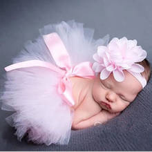 Baby Girl Tulle Tutu Skirt And Flower Headband Set Newborn Photography Props Baby Birthday Gift 2024 - buy cheap