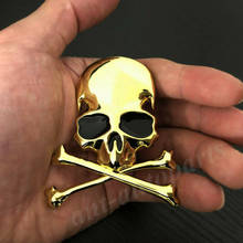 3d crânio de metal dourado esqueleto cruz tronco carro emblema emblema adesivo decalque 2024 - compre barato