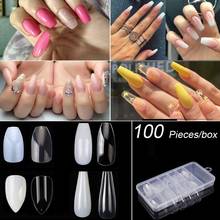 100pcs/box Clear Short Nails Coffin Fake Nails Full Cover Ballerina False Nails Acrylic Nails Set Ballet Shape Press On Nails 2024 - buy cheap