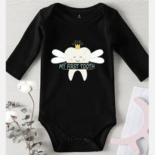 Одежда для новорожденных одежда с принтом My First Tooth наряды для девочек зимний комбинезон для маленьких мальчиков цельный комбинезон детский комбинезон 2024 - купить недорого