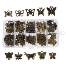 150pcs/box Mixed Vintage Butterfly Charms Pendant Necklace Jewelry Making Accessories Craft Free  Plastic Box MIx Bohemia Gifts 2024 - buy cheap