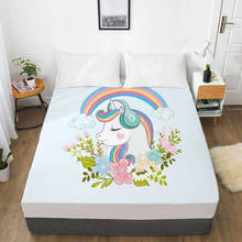 Unicorn Cartoon Fitted Sheets Mattress Cover With Elastic Band 3D Bed Sheet LinensFor Baby Kids Child Girls Boys 135x200 200x200 2024 - buy cheap