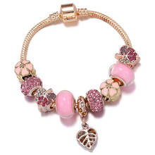 Pulsera de cuentas de Flor de Oro rosa para mujer, brazalete femenino, joyería de cristal, regalos 2024 - compra barato
