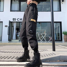 Zoki-pantalones Cargo BF de cintura alta para mujer, pantalón de chándal de pierna ancha, estilo gótico, holgado, Hip Hop, color negro, Primavera, 2021 2024 - compra barato