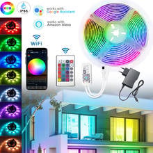 Светодиодная лента RGB 5050 SMD 2835, инфракрасный контроллер Wi-Fi, 10 м, 15 м, 12 В постоянного тока, фотолампа, гибкая лента для спальни 2024 - купить недорого