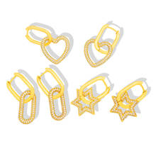 Geometric Drop Earrings for Women Fashion Jewelry 2020 New Style CZ Crystal Zircon Love Heart Earrings Dangle Aretes De Moda 2024 - buy cheap