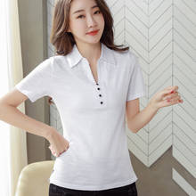 Button Turn-Down Collar Cotton T Shirt Women 2022 Short Sleeve Summer Top Camisetas Mujer Woman T Shirts Clothes Tee Shirt Femme 2024 - buy cheap