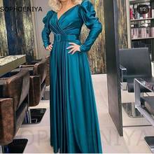 New Arrival Long sleeve evening dresses 2022 V Neck Cheap Evening gowns without belt Robe de soiree Party dress 2024 - buy cheap