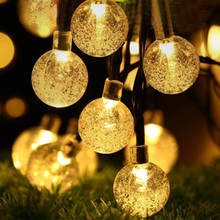 Lámpara Solar de bola de cristal para exteriores, guirnaldas de luces de hadas, decoración navideña de jardín, 50 LED, 7M, novedad 2024 - compra barato