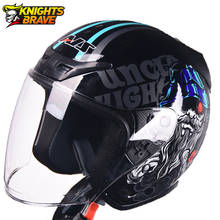 Casco de motocicleta para hombre y mujer, protector de cabeza de media cara, con doble lente, para verano 2024 - compra barato