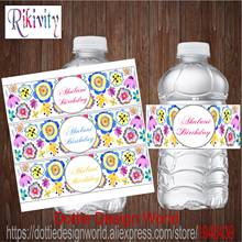 Rikivity 20 pçs personalizado floral casamento garrafa de água vinho champanhe etiquetas barra de doces embalagem chá de fraldas aniversário decoração 2024 - compre barato