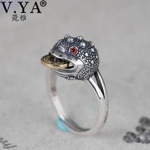 V.YA-anillo Vintage de Plata de Ley 925 para mujer, sortija abierta de sapo dorado literario para mujer, regalo de fiesta, joyería fina 2024 - compra barato