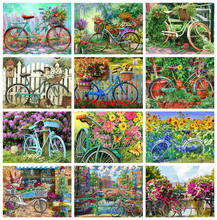 HUACAN Diamond Painting Bicycle Full Square Diamond Embroidery Mosaic Cross Stitch Landscape Home Decoration 2024 - buy cheap