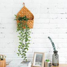 Natural Cedar Sheet Woven Wall Hanging Basket Flowerpot Wall Garden Decoration Storage Basket Handmade Hanging Basket 2024 - buy cheap