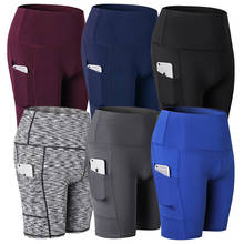 Pantalones cortos de cintura alta sin costuras para mujer, mallas de Yoga con bolsillo, transpirables, de secado rápido 2024 - compra barato