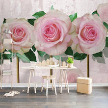 Custom Photo Wallpaper 3D Pink Rose Flowers Dining Room Living Room Bedroom Bedside Background Home Decor Papier Peint Mural 3D 2024 - buy cheap
