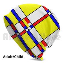 Piet Mondrian-Inspired 5 Beanies Pullover Cap Comfortable Piet Mondrian Geometric Yellow Red Blue Abstract 2024 - buy cheap