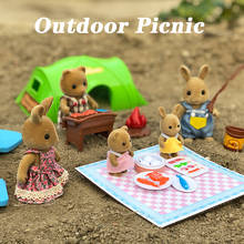 Forest Animals 1/12 Children'S Tent House Simulation Furniture Rabbit Panda Family Picnic Toy Set Dollhouse Girl Holiday Gift 2024 - buy cheap