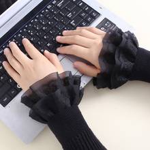 Literary Women Sweet Fake Sleeves Double Layer Ruffles Lace Detachable Flared Cuffs Sweater Decorative Wrist Warmers 2024 - buy cheap