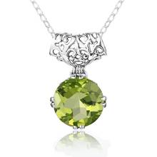 Szjinao Silver Pendant For Women Real 925 Sterling Silver Sparkling Green Peridot Delicate Round Gemstone Trendy Fine Jewelry 2024 - buy cheap