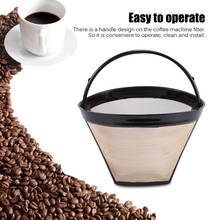 Конусный многоразовый фильтр для кофе на 10-12 чашек, Перманентная кофеварка, фильтр золотой сетки с ручкой, инструменты для кафе, кофе 2024 - купить недорого