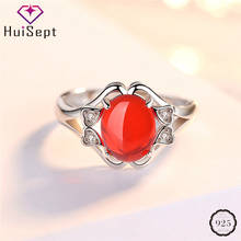 HuiSept-anillo Retro para mujer, joyería de plata 925, accesorios de piedras preciosas de circonita de Esmeralda Ovalada para madre amante, regalo de boda, envío directo 2024 - compra barato