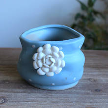 Zakka vaso de flores artesanais vintage, cor azul, mini suculentas, estilo pastoral, frete grátis 2024 - compre barato