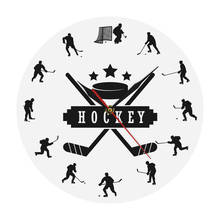 Hockey Players Silhouette Sports Wall Art Modern Wall Clock Boys Room Decor Wall Hanging Clock Watch Gift For Ice Hockey Athlete 2024 - buy cheap