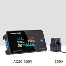 Amperímetro Digital de energía de CA 50V ~ 300V 100A, voltímetro de energía, amperímetro, medidor de temperatura de voltios y Kwh, tiempo dividido CT 110V 220V 2024 - compra barato