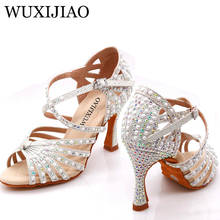 WUXIJIAO-zapatos de baile latino con diamantes de imitación y perlas, calzado de baile deportivo de interior, cómodo, fondo suave, salsa, muchos colores para elegir 2024 - compra barato