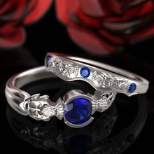 New Hot Trendy Jewelry S925 Rings For Women Cubic Zirconia Charms Bridal Wedding Engagement Blue Gold Color Ring Drop Shipping 2024 - buy cheap