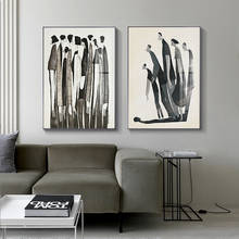 Lienzo de personaje abstracto, arte de pared blanco y negro, pintura minimalista, póster nórdico, imagen de figura, decoración moderna para sala de estar 2024 - compra barato