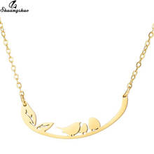 Shuangshuo Gold In the Wind- 3 Birds Necklace Family Bird Pendants Chokers Stainless Steel Jewelry for Mother Sister Birthy Gift 2024 - buy cheap