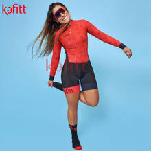 Kaflt macacão feminino de manga comprida, uniforme de ciclismo, camisa e macaquinho go, roupa de mountain bike, traje vermelho 2024 - compre barato