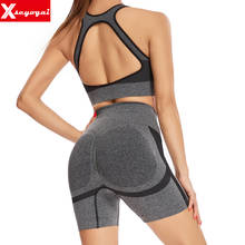 Conjunto de Yoga sin costuras, Top sin montura, Sujetador deportivo elástico cómodo para correr, Fitness, entrenamiento, pantalones cortos de cintura alta 2024 - compra barato