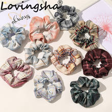 LOVINGSHA Cute Women Plaid Hair Accessories Brand Ladies Hair Tie Brand Girl Scrunchies Ponytail Hair Female Holder Rope FC180 2024 - buy cheap