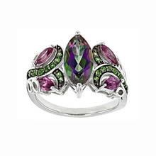 Anillo de compromiso de circonia cúbica para mujer, sortija de compromiso de estilo europeo, joyería clásica de cristal, Color plateado 2024 - compra barato