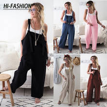 Women's Loose Jumpsuit Summer Casual Solid Color Large Size Bib Multicolor New Cotton and Linen Ladies Clothing 2024 - buy cheap