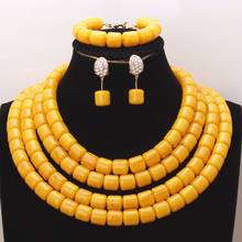 Dudo loja feminino jóias 2020 4 camadas amarelo coral artificial contas conjunto de jóias para o presente casamento africano conjunto 2024 - compre barato